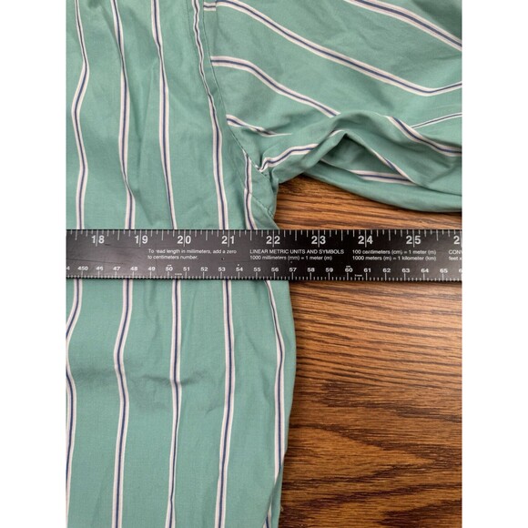 Abercrombie Button Up Mens XL Green Striped Muscle Fit  22" Pit To Pit - Picture 12 of 13
